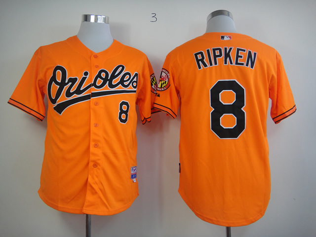 Men Baltimore Orioles 8 Cal Ripken Orange Throwback MLB Jerseys